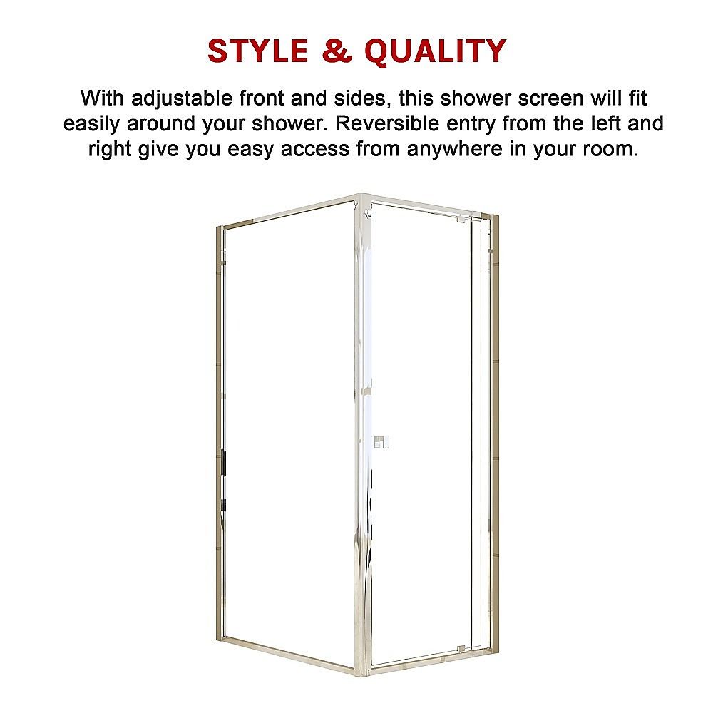 Adjustable Semi Frameless Shower Screen 74-82cm x 98-101cm With Gold Hardware For Modern Bathrooms