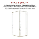 Adjustable Semi Frameless Shower Screen 74-82cm x 98-101cm With Gold Hardware For Modern Bathrooms