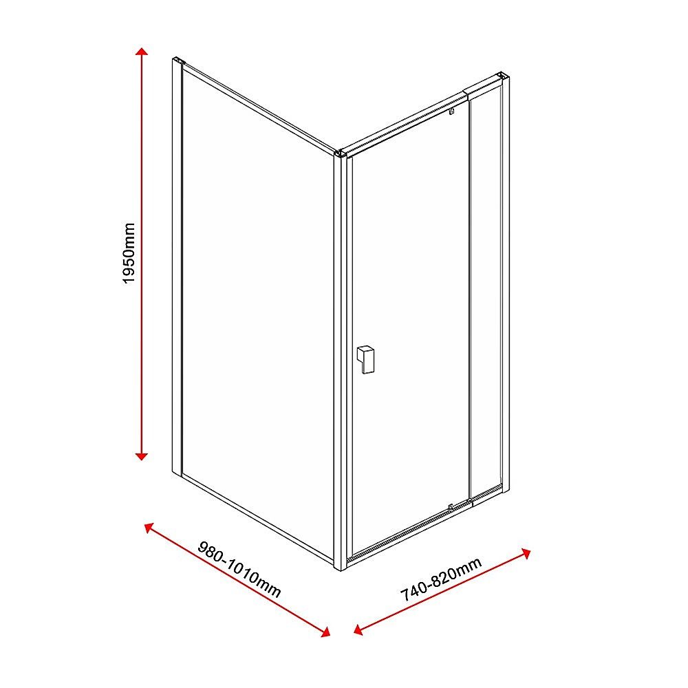 Adjustable Semi Frameless Shower Screen 74-82cm x 98-101cm With Gold Hardware For Modern Bathrooms