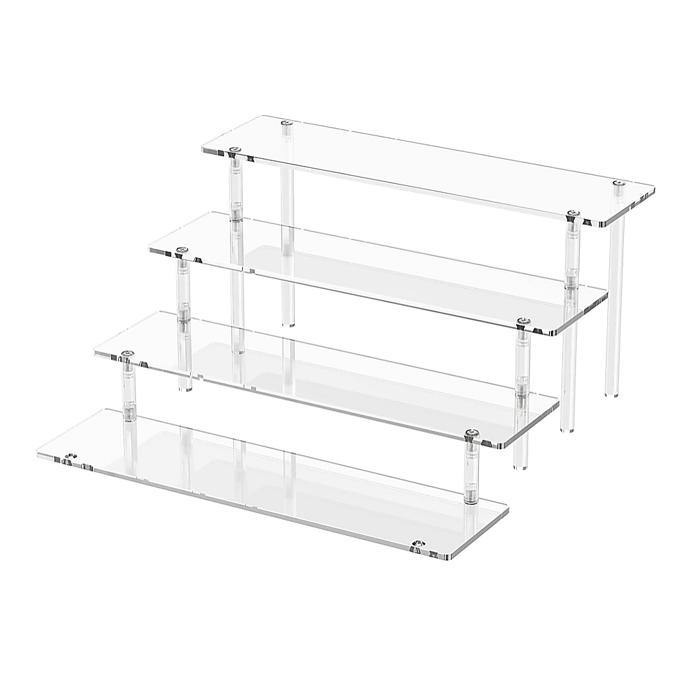 4 Tier Acrylic Display Risers Clear Perfume Organizer Stand Large Cupcake Display Shelf for Figures, Collectibles & Party Decoration