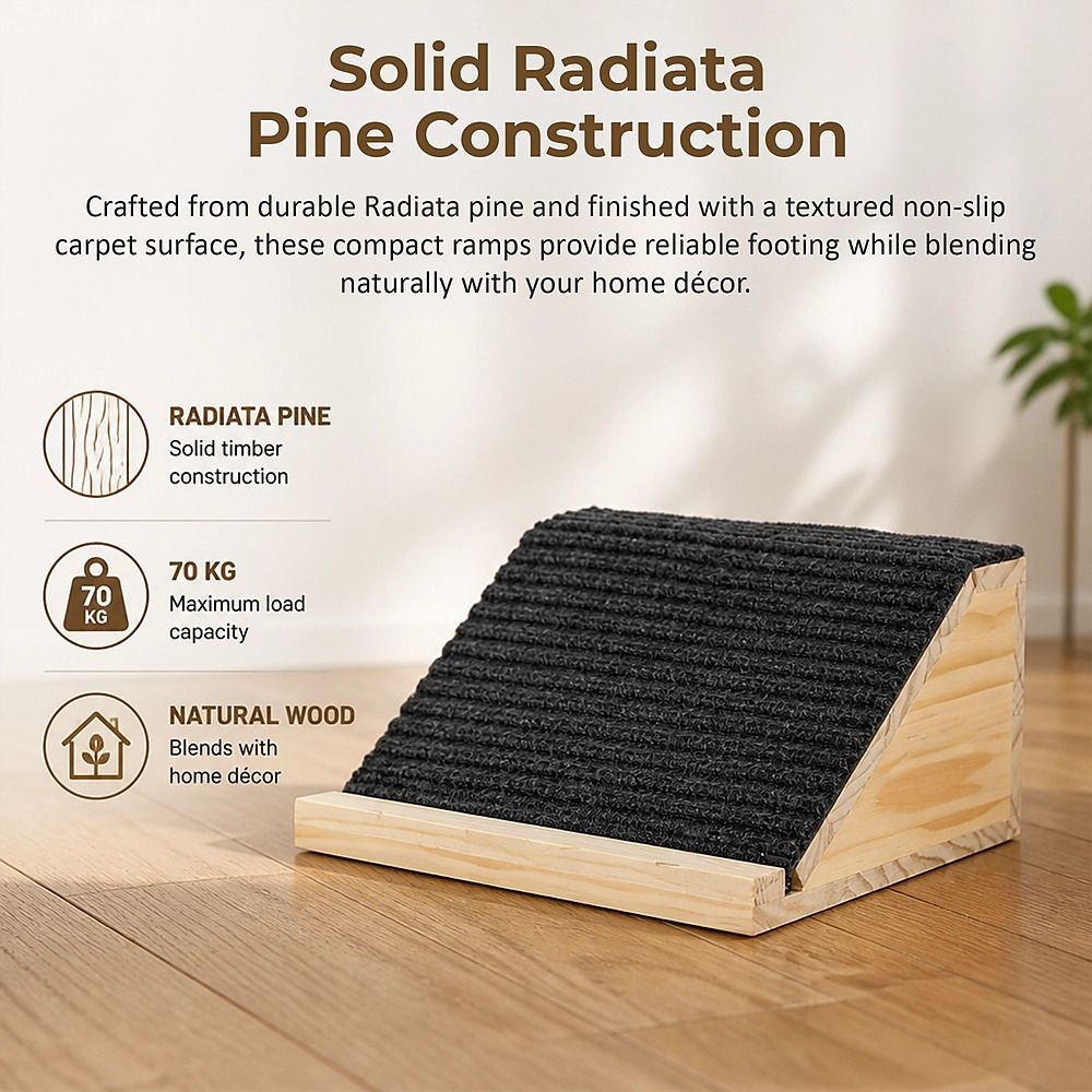 Wooden Pet Ramps with Non-Slip Gentle Slope for Dogs & Cats 2 Pack