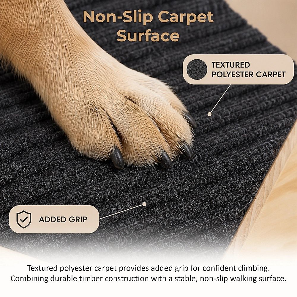 Wooden Pet Ramps with Non-Slip Gentle Slope for Dogs & Cats 2 Pack
