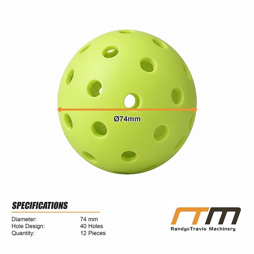 12PCS Outdoor Pickleballs Set 40 Hole Pickle Balls for Court & Backyard Play