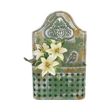 Vintage Green Wall Planter w/ Embossed Garden 29x45cm