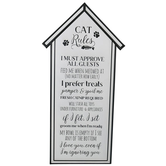 Cat Rules Wall sign 33x66cm