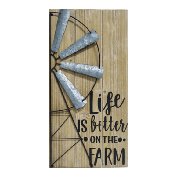 Life On The Farm w Windmill Wall Hanging 30x60cm