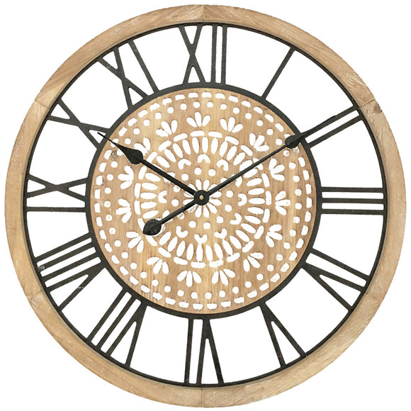 XL Carved Industro Hamptons Wall Clock 60cm