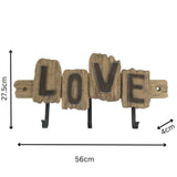 Handcrafted 'Love' 3-Hook Wall Hanging 56cm