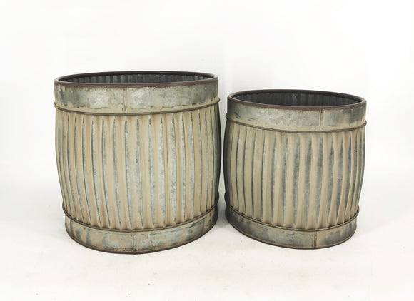 Set 2 Nested 'Vintage Garden' Planters / Bins 30cm, 24cm