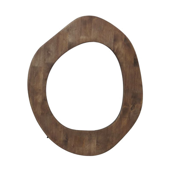 Mid Century Asymmetric Wood Framed Wall Mirror 54x65cm