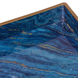Kitchen & Bathroom DIY: Set 2 Marble Patterned Blue Rectangular Trays 48cm