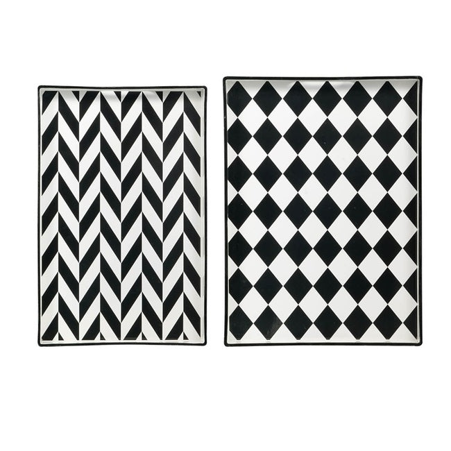 Kitchen & Bathroom DIY: Set 2 Patterned Rectangular Trays 48cm