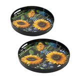 Novelty Gifts: Set 2 Sunflower Decorative Round Trays 45cm