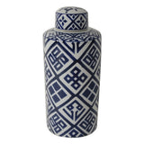 Artificial Flowers & Plants: Valora Blue & White Cylinder Jar 35cm