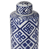 Artificial Flowers & Plants: Valora Blue & White Cylinder Jar 35cm