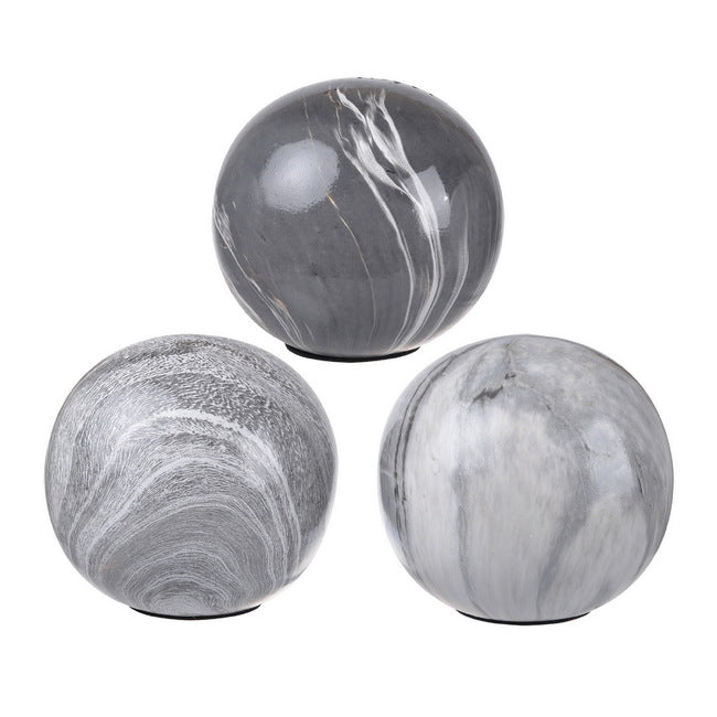 Medicine Balls: Set 3 Grey Marbleized Balls 10cm