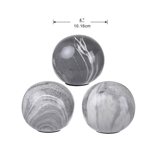Medicine Balls: Set 3 Grey Marbleized Balls 10cm