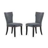 Table & Bar Stools: Set 2 Studded Grey Velvet Look Armless Dining Chairs 94cm