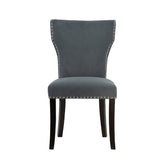 Table & Bar Stools: Set 2 Studded Grey Velvet Look Armless Dining Chairs 94cm