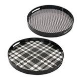 Clothing & Wardrobe Storage: Set 2 Plaid Motif Round Trays 48cm
