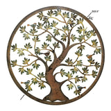 Laser Cut Colourful Round Tree Of Life w 3 Birds Wall Art 60cm