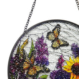 Flowers + Butterflies Stained Glass Sun Catcher 35cm