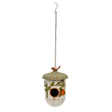 Hanging Birdhouse w Blue Roof + Perched Bird 59cm