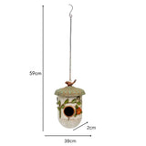 Hanging Birdhouse w Blue Roof + Perched Bird 59cm