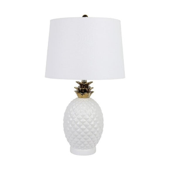 Pineapple Table Lamp White & Gold 68cm