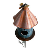 Birdhouse w Perched Bird on Leafy Garden Stake 42cm