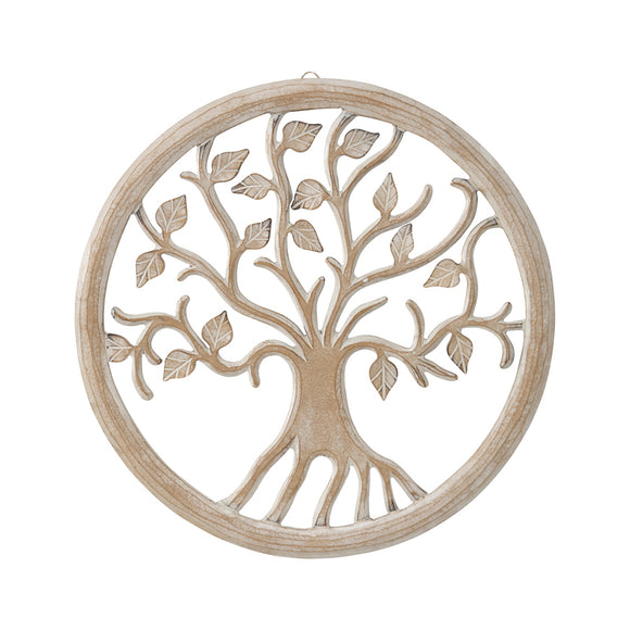 Hand-Carved Round Tree-Of-Life Wall Art 40x40cm
