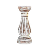Hand-Carved Classic Candle Holder-Whitewash 20Cm 8x25cm
