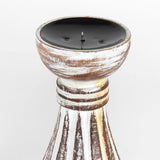 Hand-Carved Classic Candle Holder-Whitewash 20Cm 8x25cm