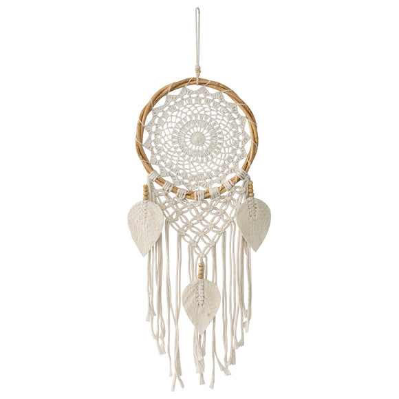 Handcrafted Boho Dream Catcher Leaf-Shaped Tassels 24x70cm