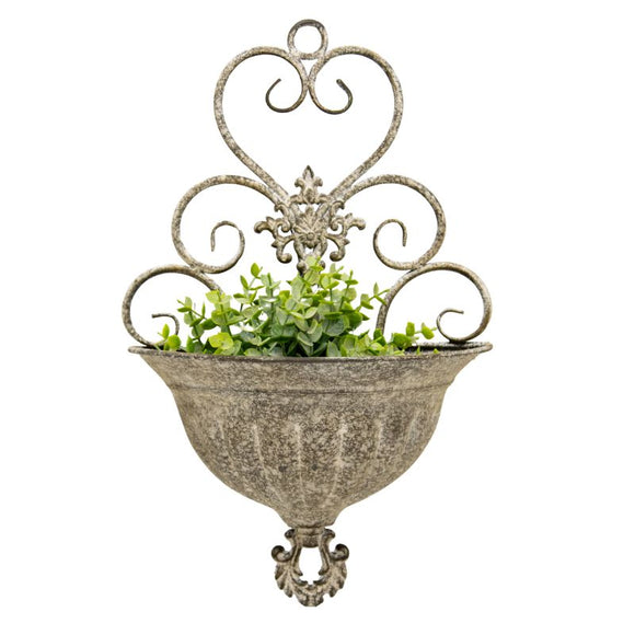 Classic Hanging Wall Planter w Fleur-De-Lis 41cm