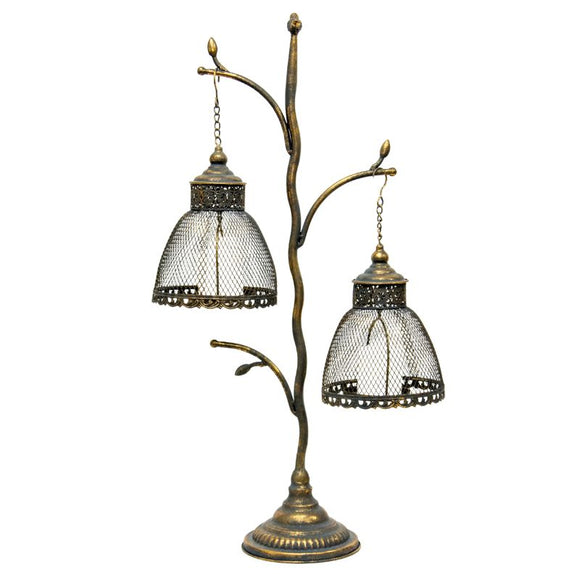 Lustre Branched Stand w 2 Shaded Pillar Candleholders 83cm