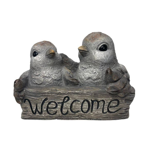 Welcome W 2 Birds Planter W  Hole & Plug 30x25cm
