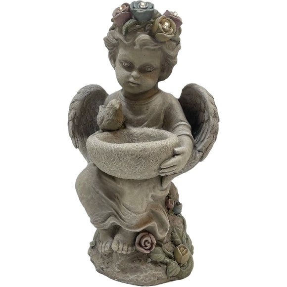 Angel Garden Birdfeeder w Solar Lights 48cm