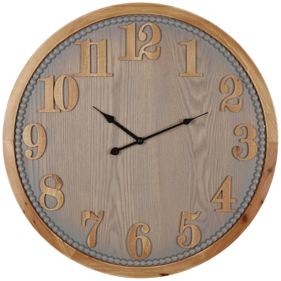 Contemporary Grey Timber Wall Clock 60cm