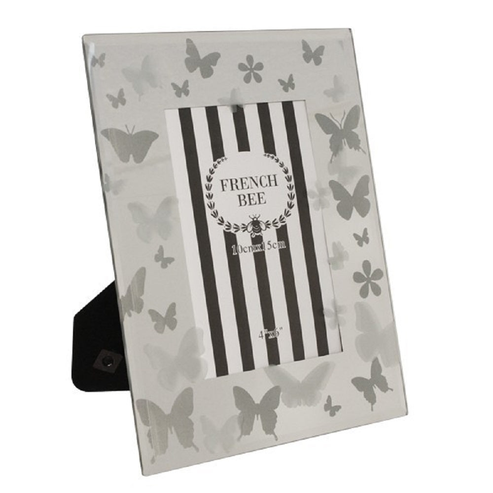 Picture Frames: Butterfly Photo Frame 4''x6'' Glass Front Gold 18cm