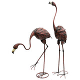 Set 2 Assorted Colour Rust Flamingos Statue 40x116cm