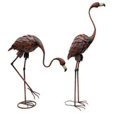 Set 2 Assorted Colour Rust Flamingos Statue 40x116cm