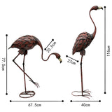 Set 2 Assorted Colour Rust Flamingos Statue 40x116cm
