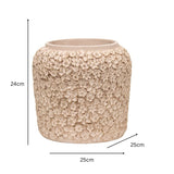 Dusty Pink Flower Embossed Planter w Hole + Plug 25cm