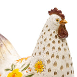 White Chook W Flowers Ornament 23cm