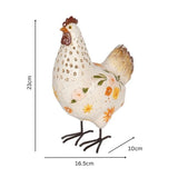 White Chook W Flowers Ornament 23cm