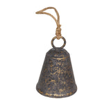 Distressed Grey Decorative Bell w Rope Handle 14cm