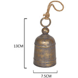 Distressed Gold Decorative Bell w Rope Handle 13cm