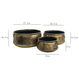 Set 3 Nested Vintage Pots Handles 38x17cm