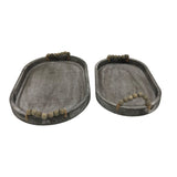 Set 2 Nested Rustic Oval Trays Handles 46x5cm